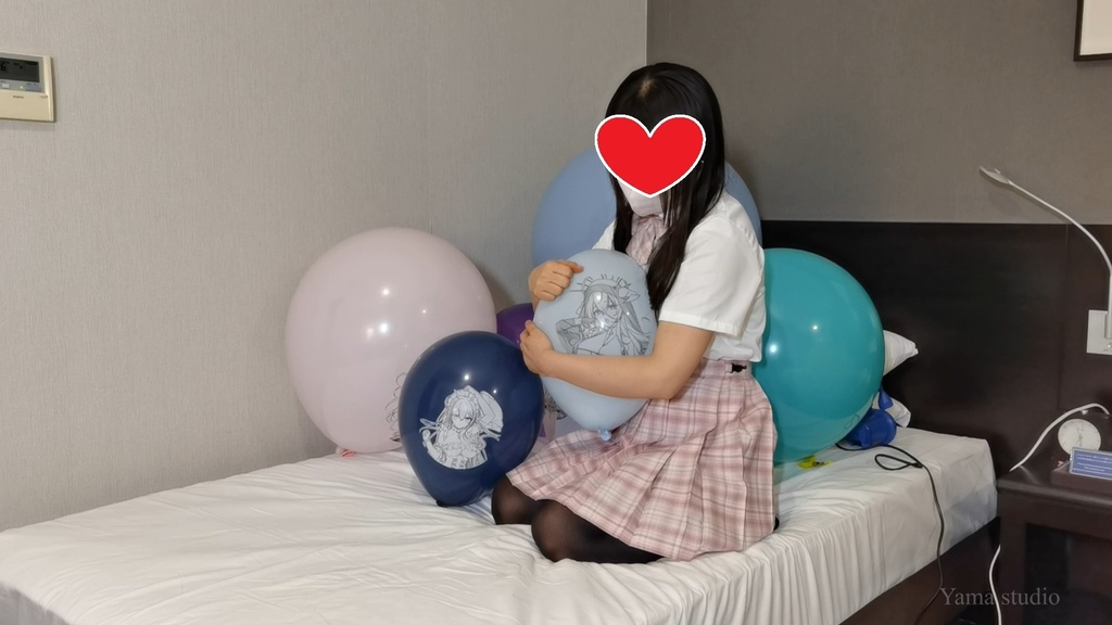 黒髪Mちゃんのイラスト風船遊び2 M-chan's Anime balloon play 2