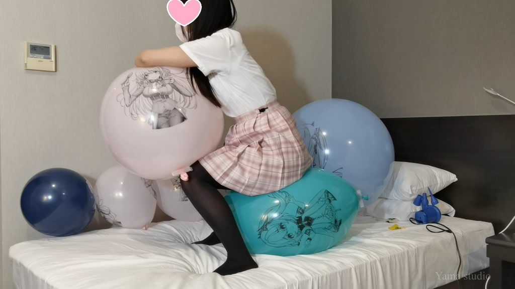 黒髪Mちゃんのイラスト風船遊び2 M-chan's Anime balloon play 2