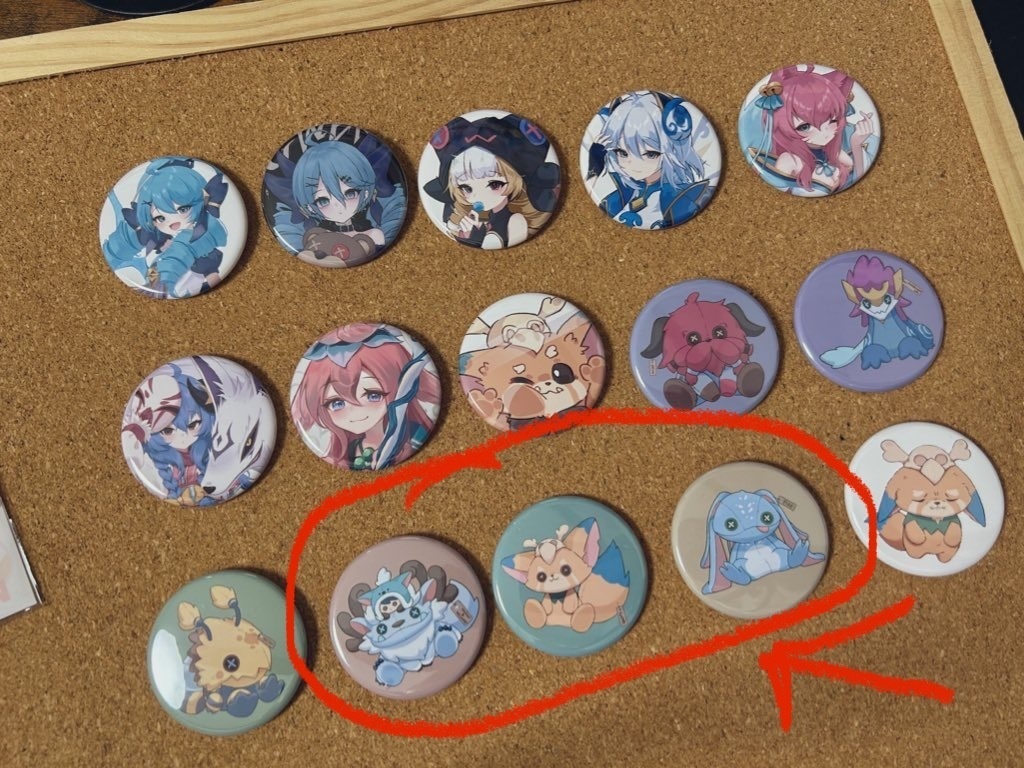 缶バッジ3種(ぬいぐるみヌヌ&ウィルンプ、ナー、フィズ)