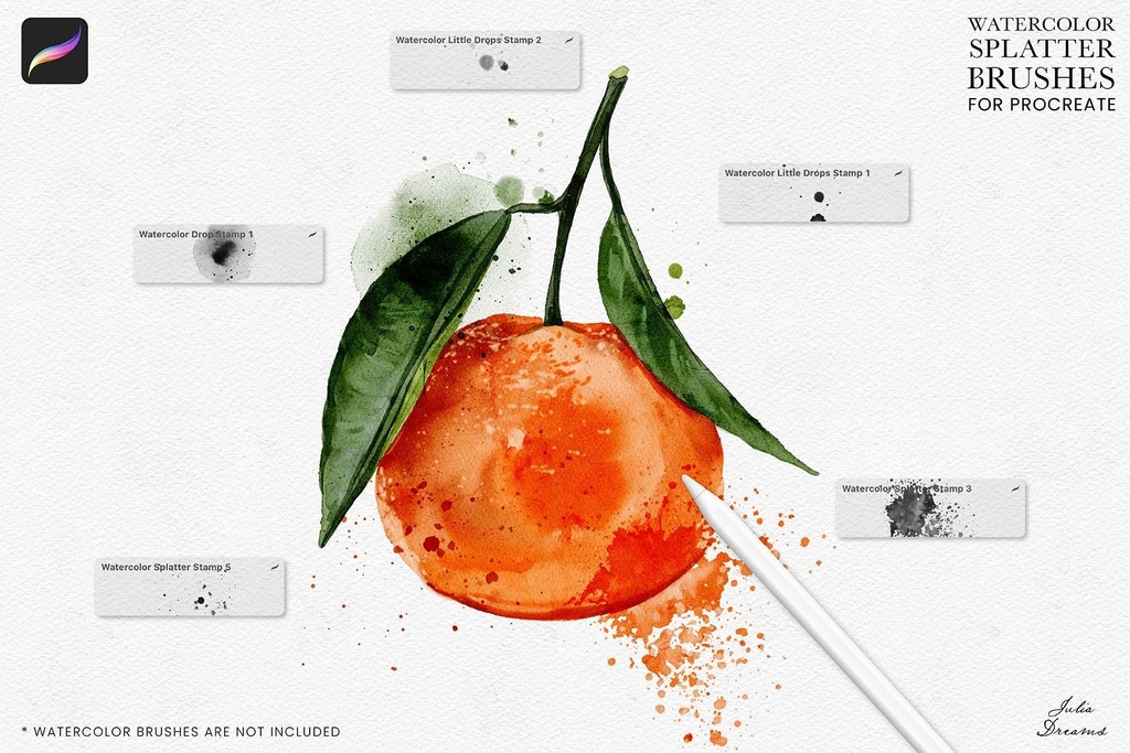 水彩スプラッターブラシ(Procreate) Watercolor Splatter Brushes Procreate