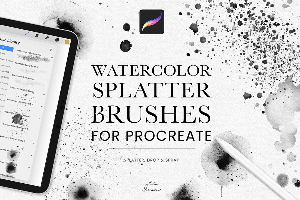 水彩スプラッターブラシ(Procreate) Watercolor Splatter Brushes Procreate