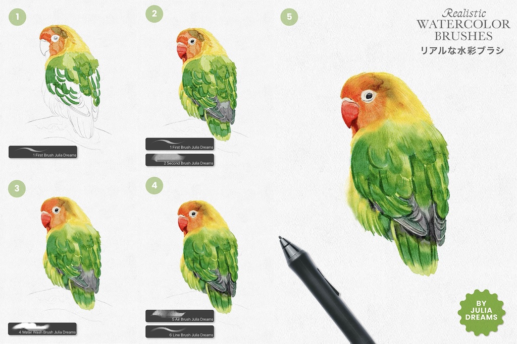 リアルな水彩ブラシ Realistic Watercolor Brushes for Clip Studio Paint CSP