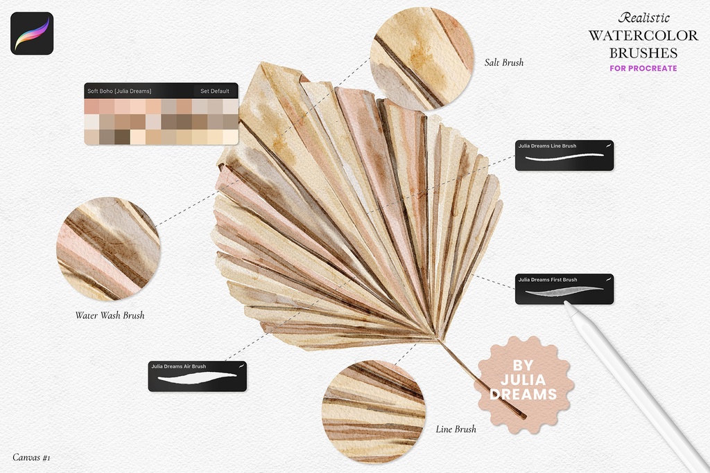 リアルな水彩ブラシ Realistic Watercolor Brushes for Procreate