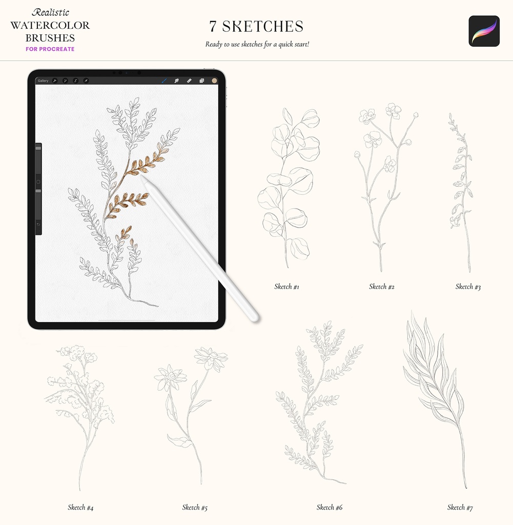 リアルな水彩ブラシ Realistic Watercolor Brushes for Procreate