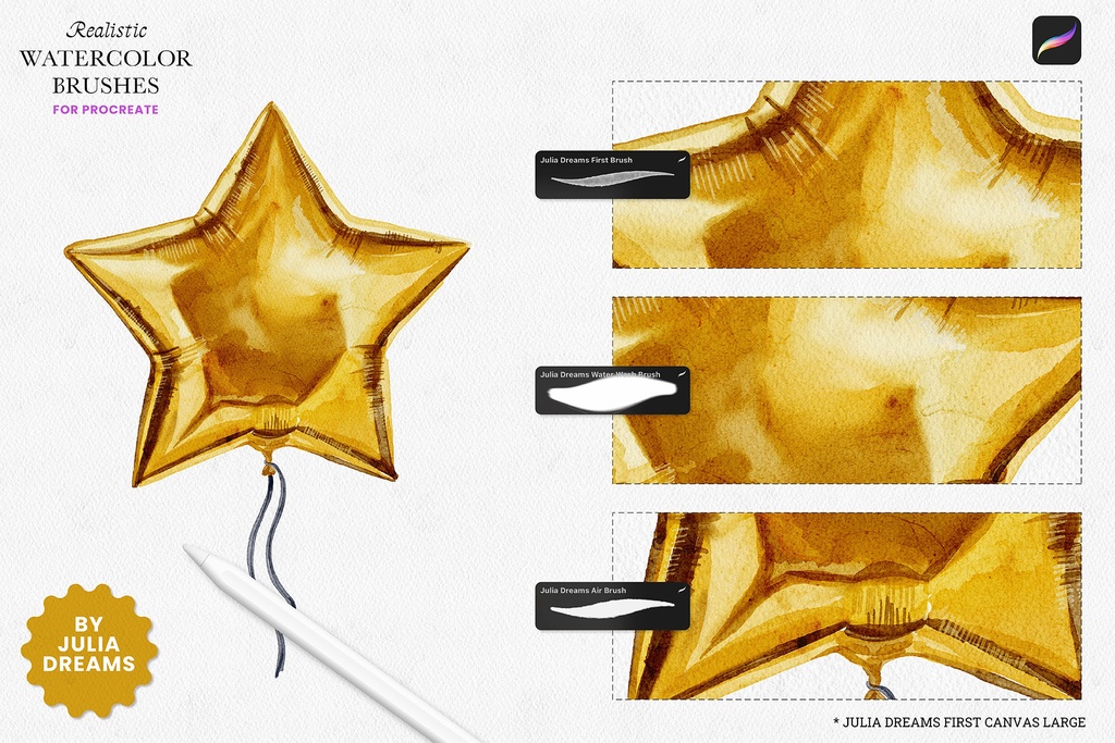 リアルな水彩ブラシ Realistic Watercolor Brushes for Procreate