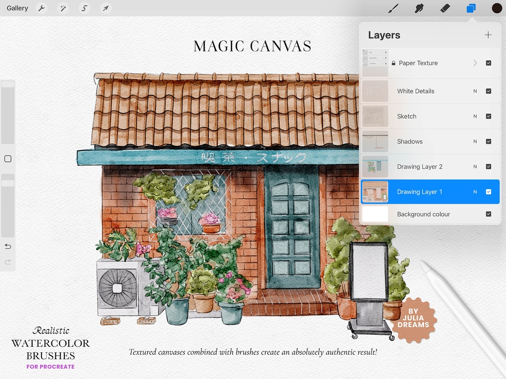 リアルな水彩ブラシ Realistic Watercolor Brushes for Procreate