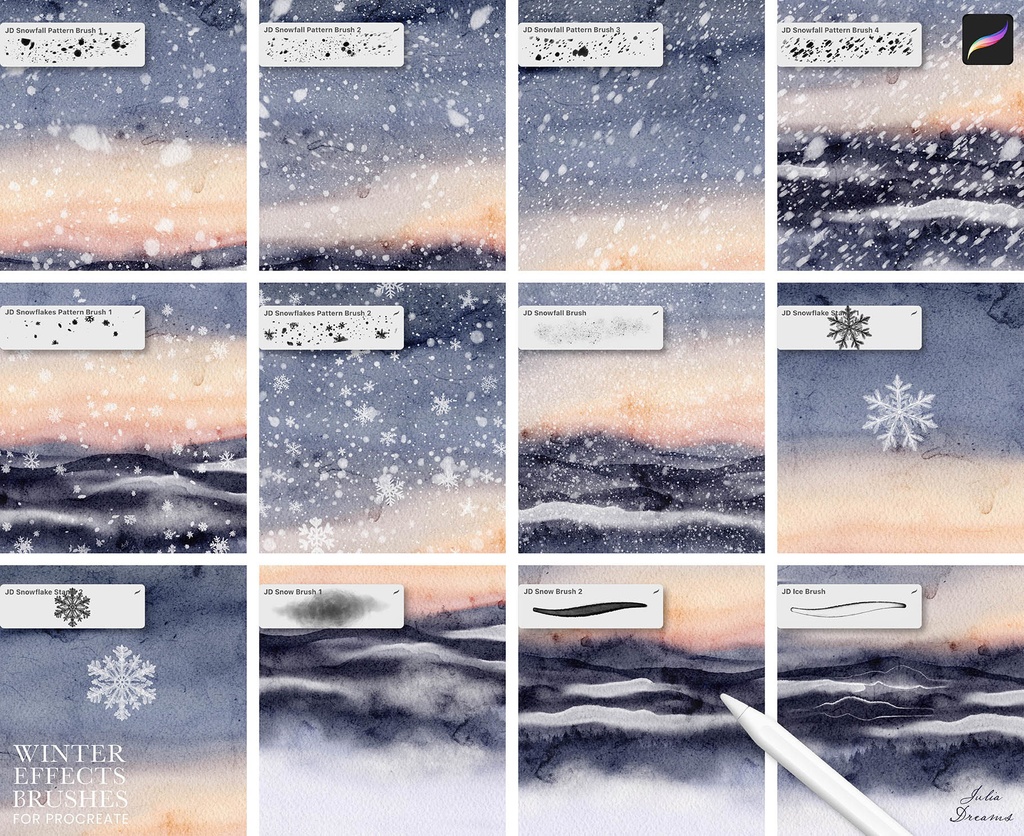 冬のエフェクト Procreate ブラシ Winter Effects Procreate Brushes