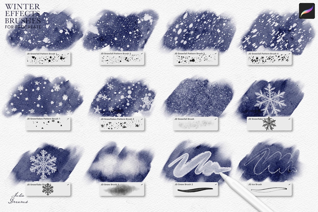冬のエフェクト Procreate ブラシ Winter Effects Procreate Brushes