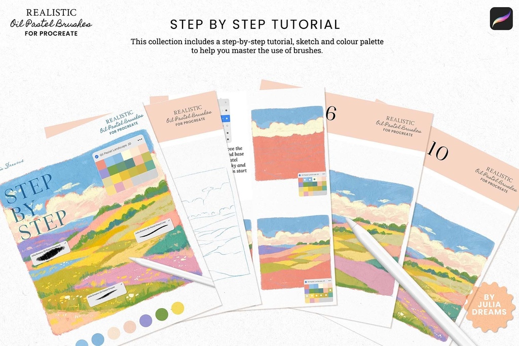リアルなオイルパステル Procreate ブラシ Realistic Oil Pastel Procreate Brushes