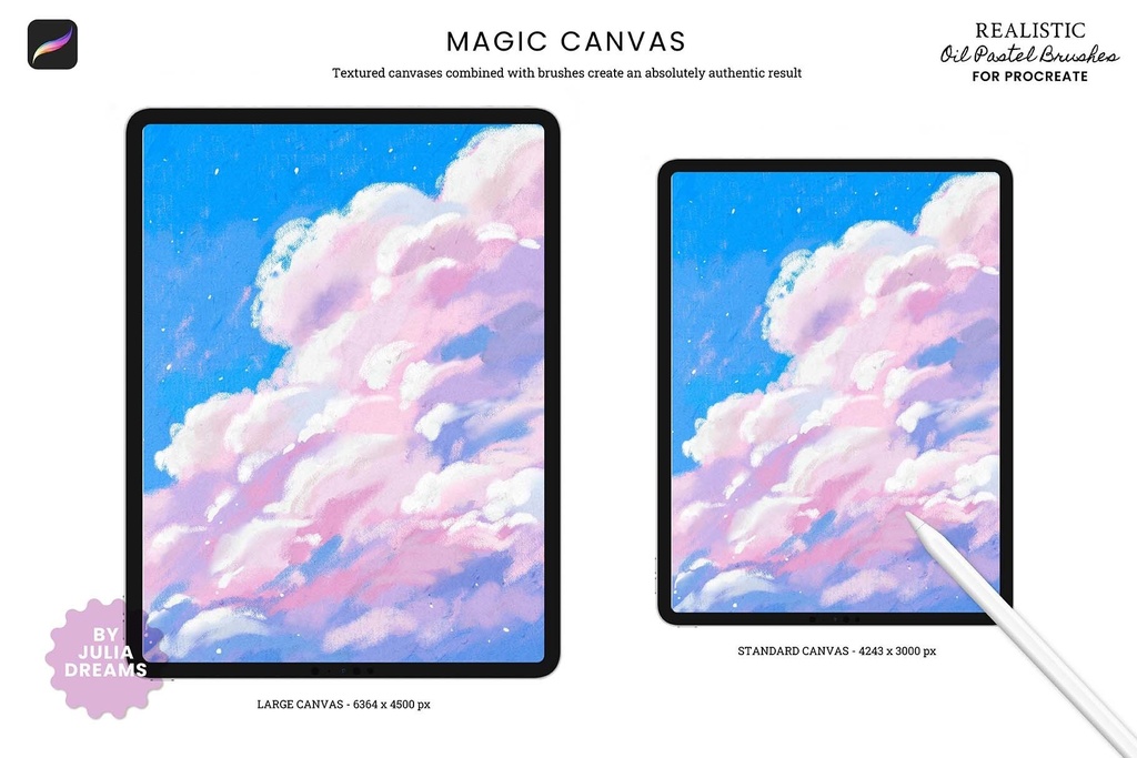 リアルなオイルパステル Procreate ブラシ Realistic Oil Pastel Procreate Brushes