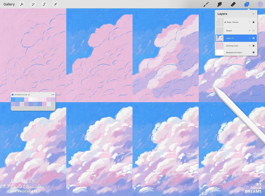 リアルなオイルパステル Procreate ブラシ Realistic Oil Pastel Procreate Brushes