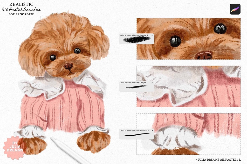 リアルなオイルパステル Procreate ブラシ Realistic Oil Pastel Procreate Brushes