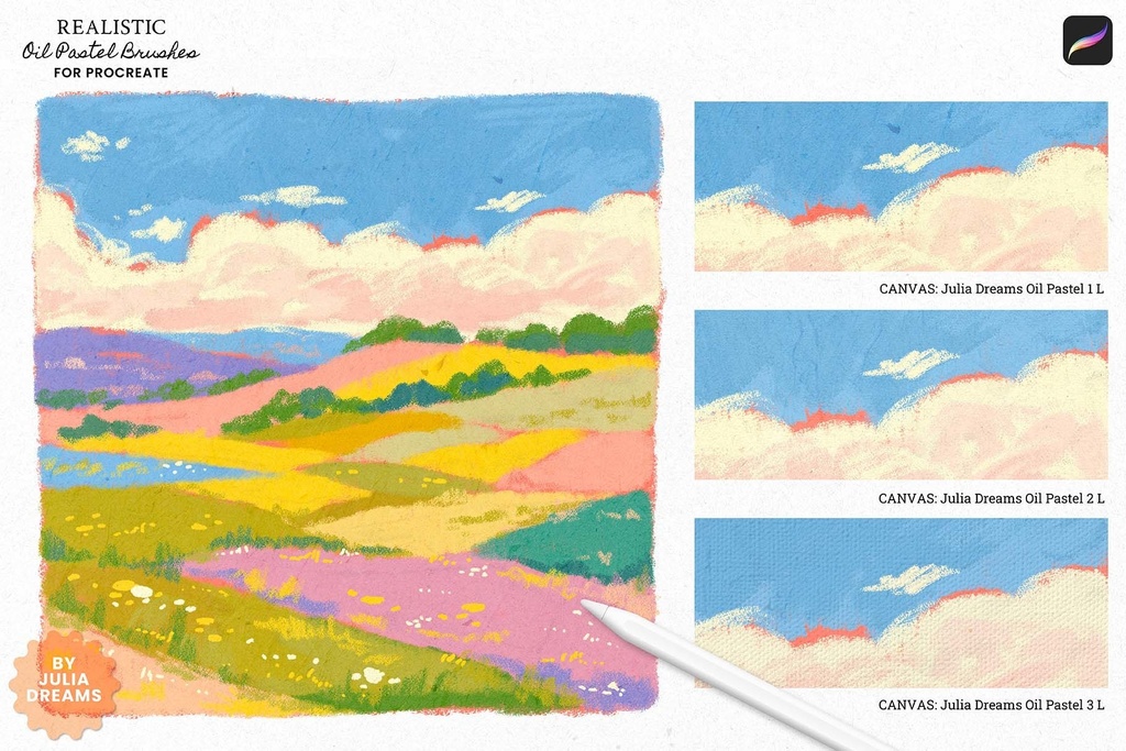 リアルなオイルパステル Procreate ブラシ Realistic Oil Pastel Procreate Brushes