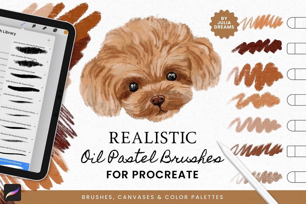 リアルなオイルパステル Procreate ブラシ Realistic Oil Pastel Procreate Brushes