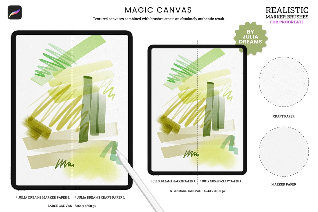 リアルなマーカー Procreate ブラシ Realistic Marker Procreate Brushes