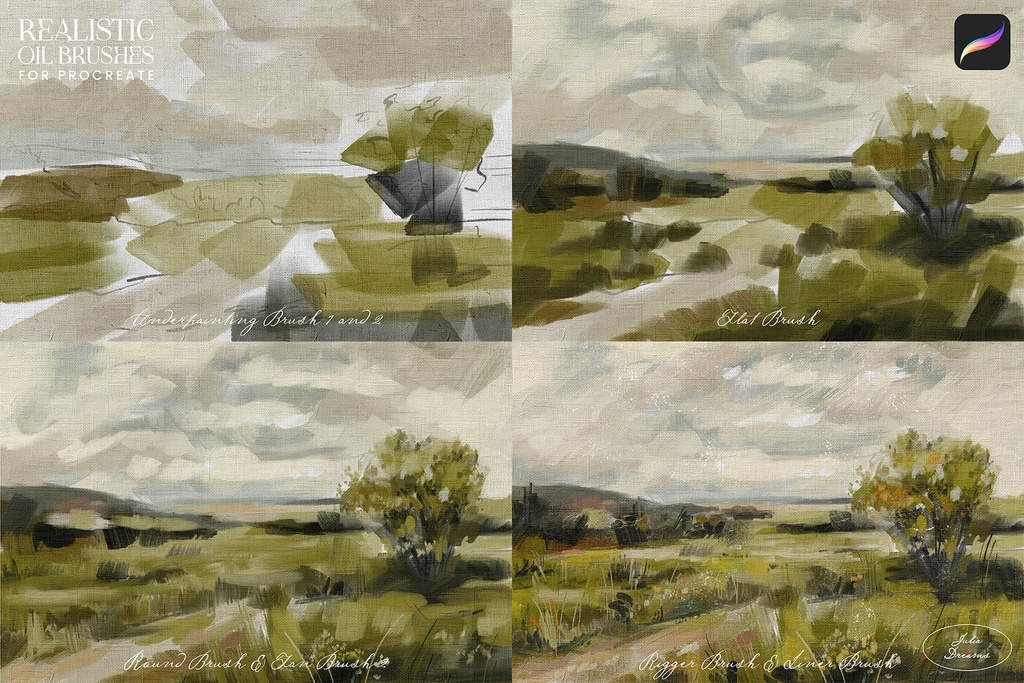 リアルなオイル Procreate ブラシ Realistic Oil Procreate Brushes