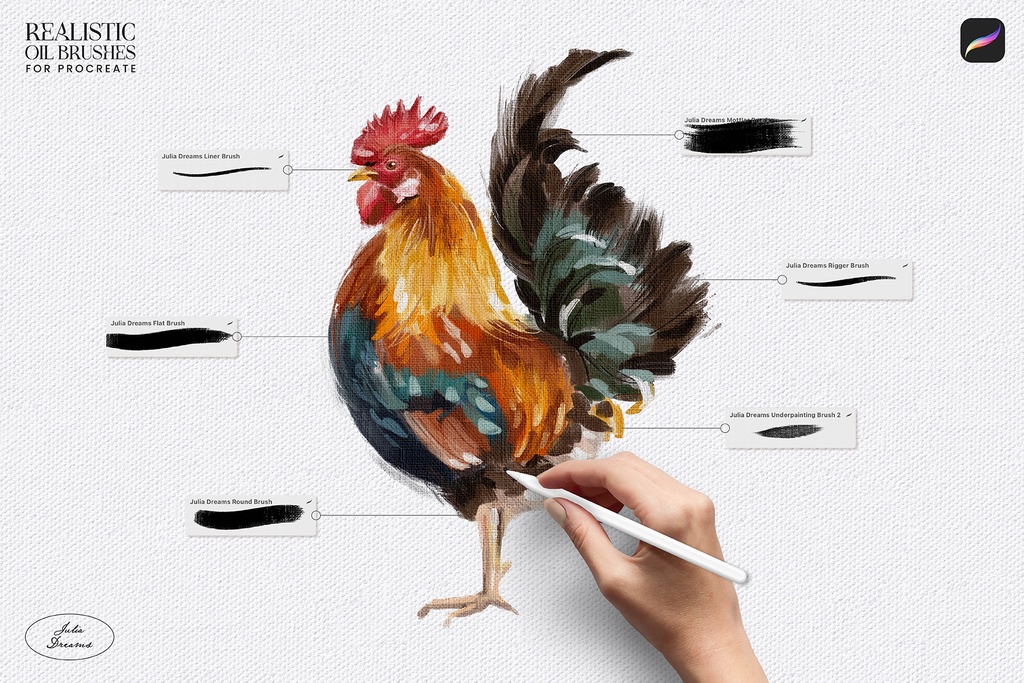 リアルなオイル Procreate ブラシ Realistic Oil Procreate Brushes