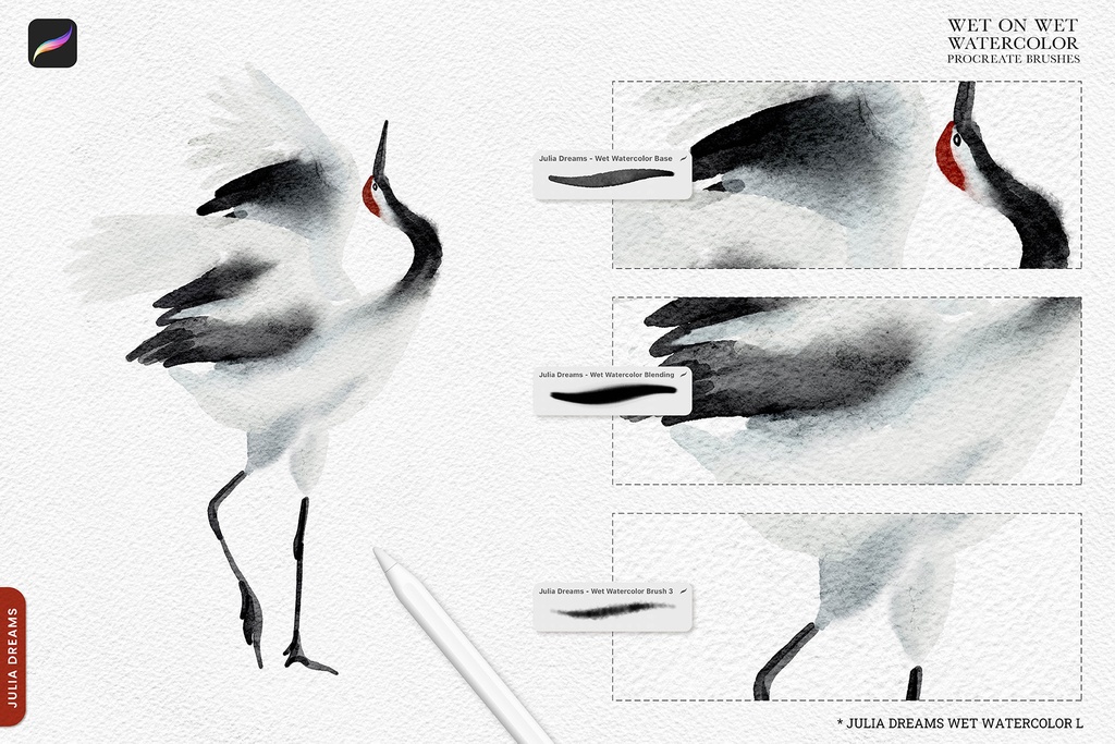 ウェットオンウェット水彩 Procreate ブラシ Wet on Wet Watercolor Procreate Brushes