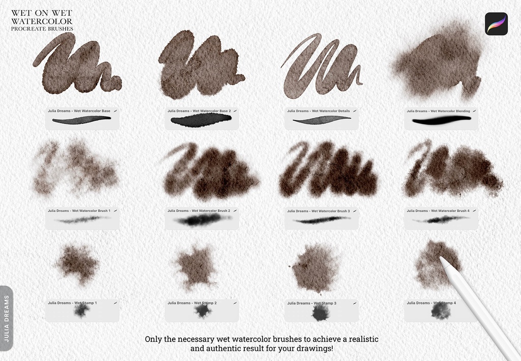 ウェットオンウェット水彩 Procreate ブラシ Wet on Wet Watercolor Procreate Brushes