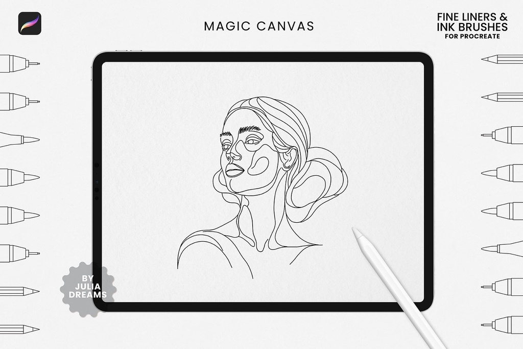ファインライナーインク Procreateブラシ Fine Liners Ink Procreate Brushes