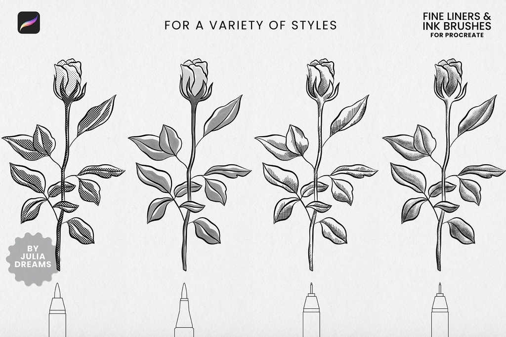 ファインライナーインク Procreateブラシ Fine Liners Ink Procreate Brushes