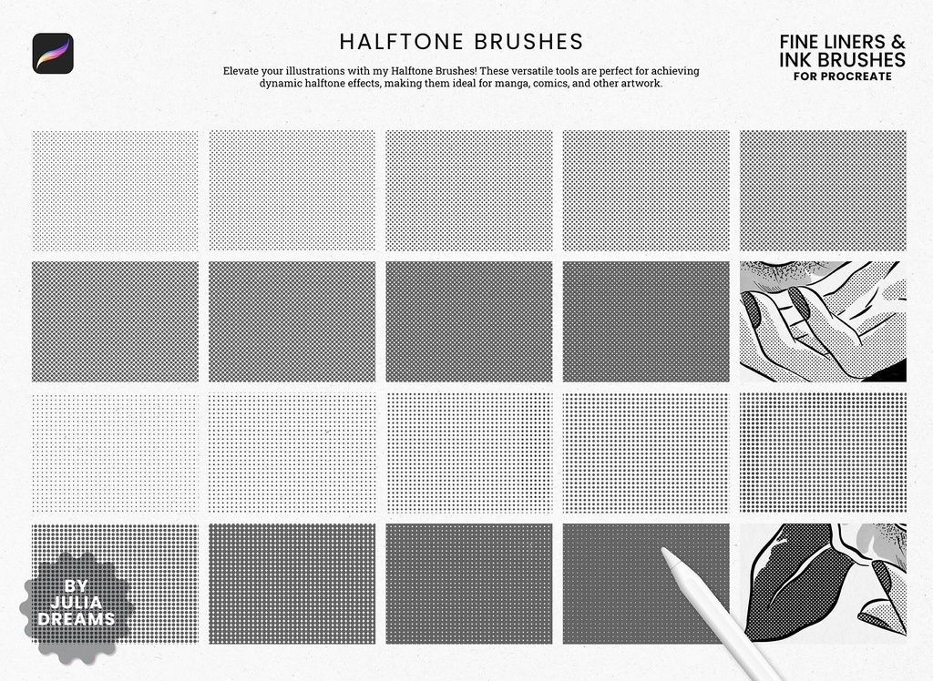 ファインライナーインク Procreateブラシ Fine Liners Ink Procreate Brushes