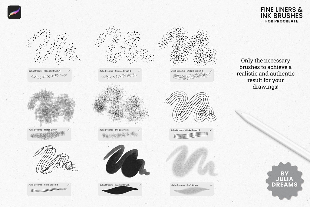 ファインライナーインク Procreateブラシ Fine Liners Ink Procreate Brushes