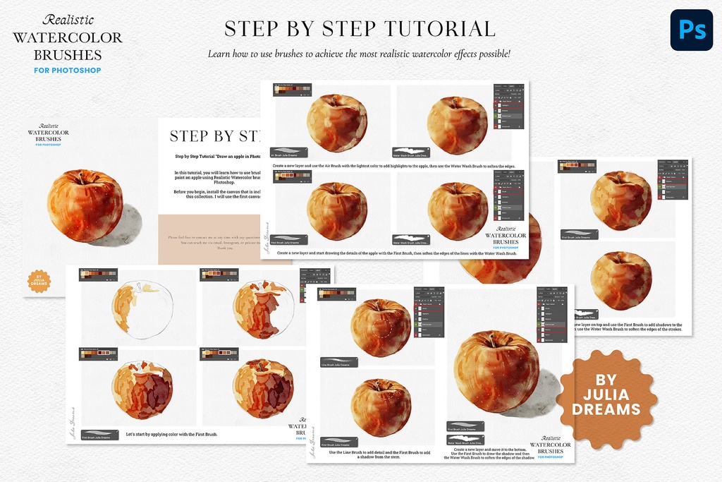 リアルな水彩フォトショップブラシ Realistic Watercolor Photoshop Brushes