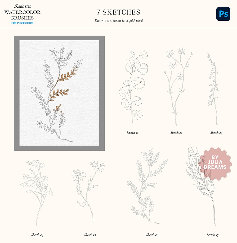 リアルな水彩フォトショップブラシ Realistic Watercolor Photoshop Brushes