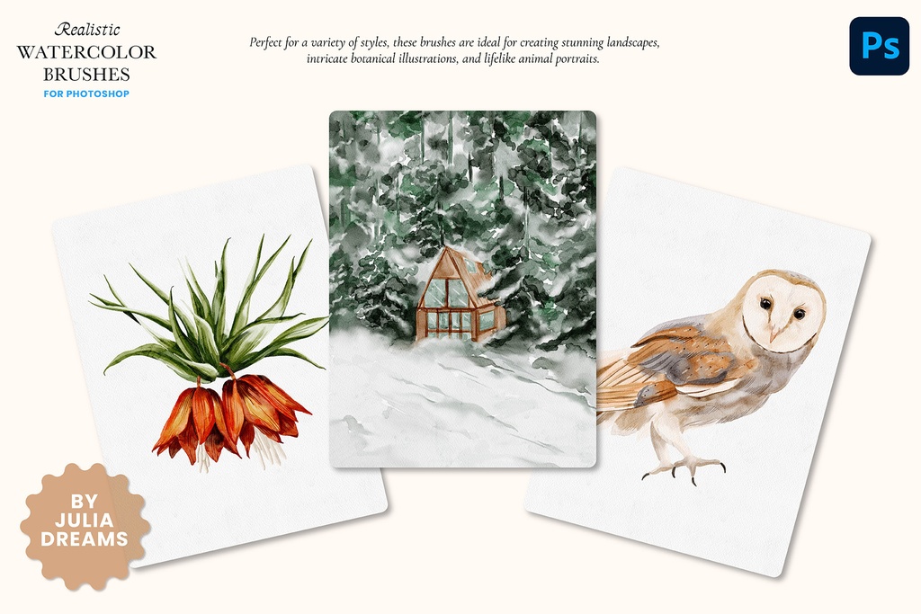 リアルな水彩フォトショップブラシ Realistic Watercolor Photoshop Brushes