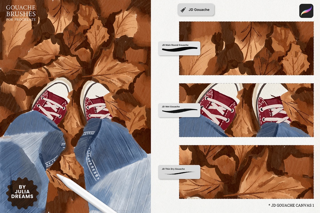 リアルなガッシュ Procreate ブラシ Realistic Gouache Procreate Brushes