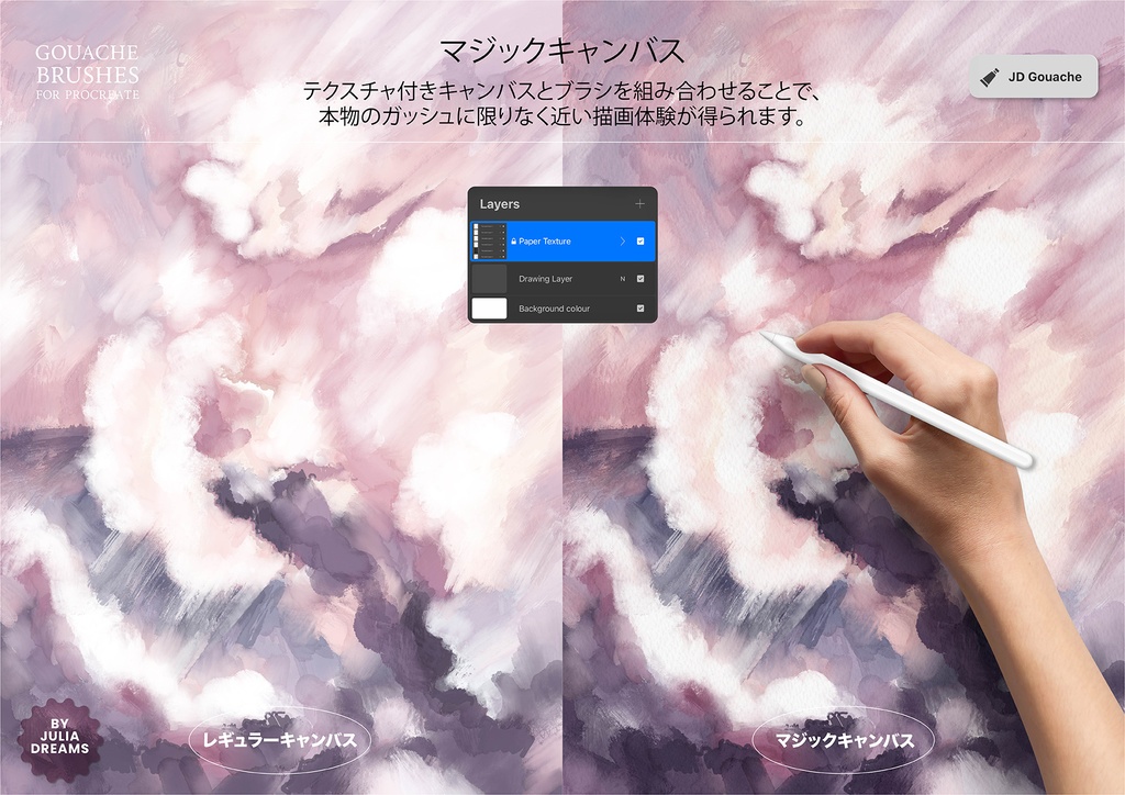 リアルなガッシュ Procreate ブラシ Realistic Gouache Procreate Brushes