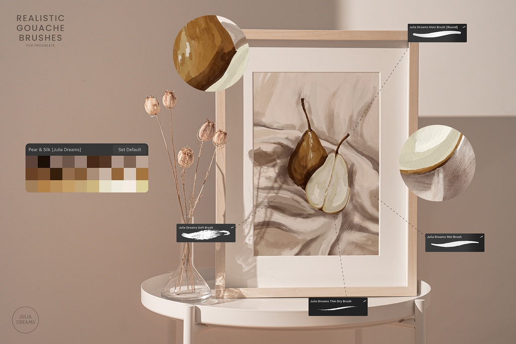 リアルなガッシュ Procreate ブラシ Realistic Gouache Procreate Brushes