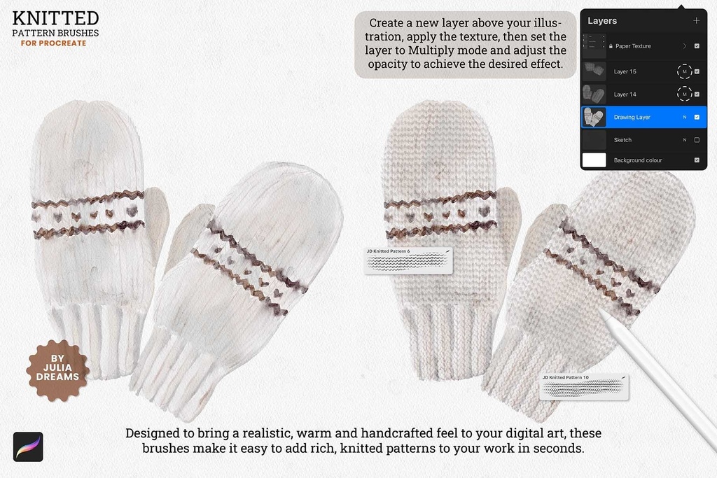 ニット模様 Procreate ブラシ Knitted Pattern Procreate Brushes