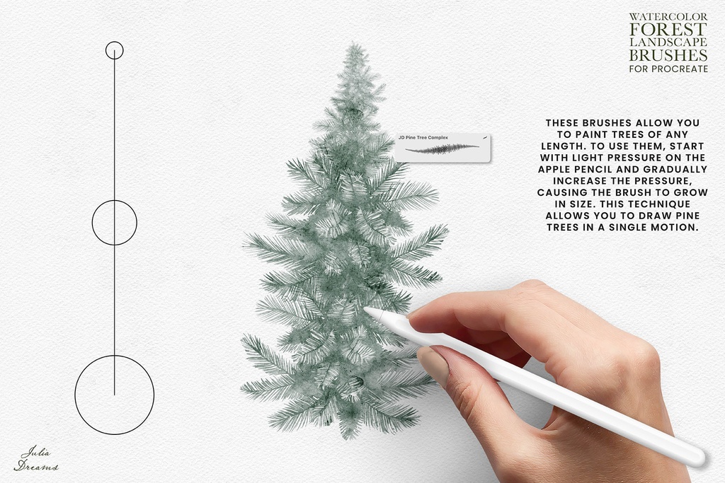 水彩の森の風景 Procreate ブラシ Watercolor Forest Landscape Procreate Brushes