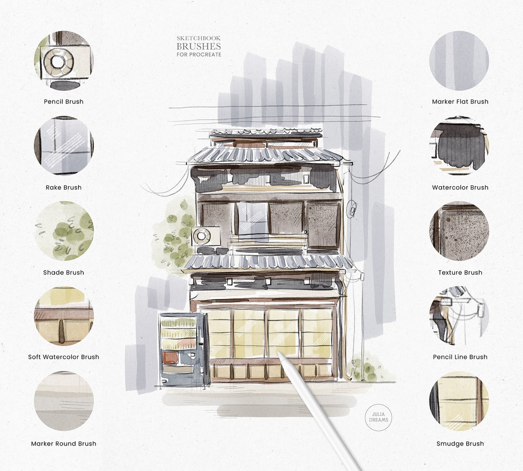 スケッチブック Procreateブラシ ミクスドメディア Sketchbook Procreate Brushes Mixed Media