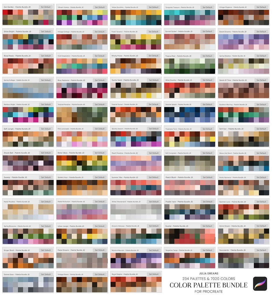 Procreateカラーパレットバンドル Procreate Color Palette Bundle