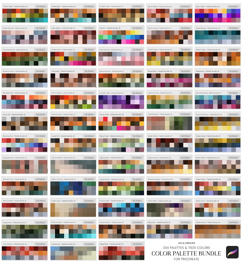 Procreateカラーパレットバンドル Procreate Color Palette Bundle