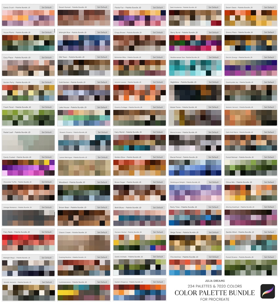 Procreateカラーパレットバンドル Procreate Color Palette Bundle