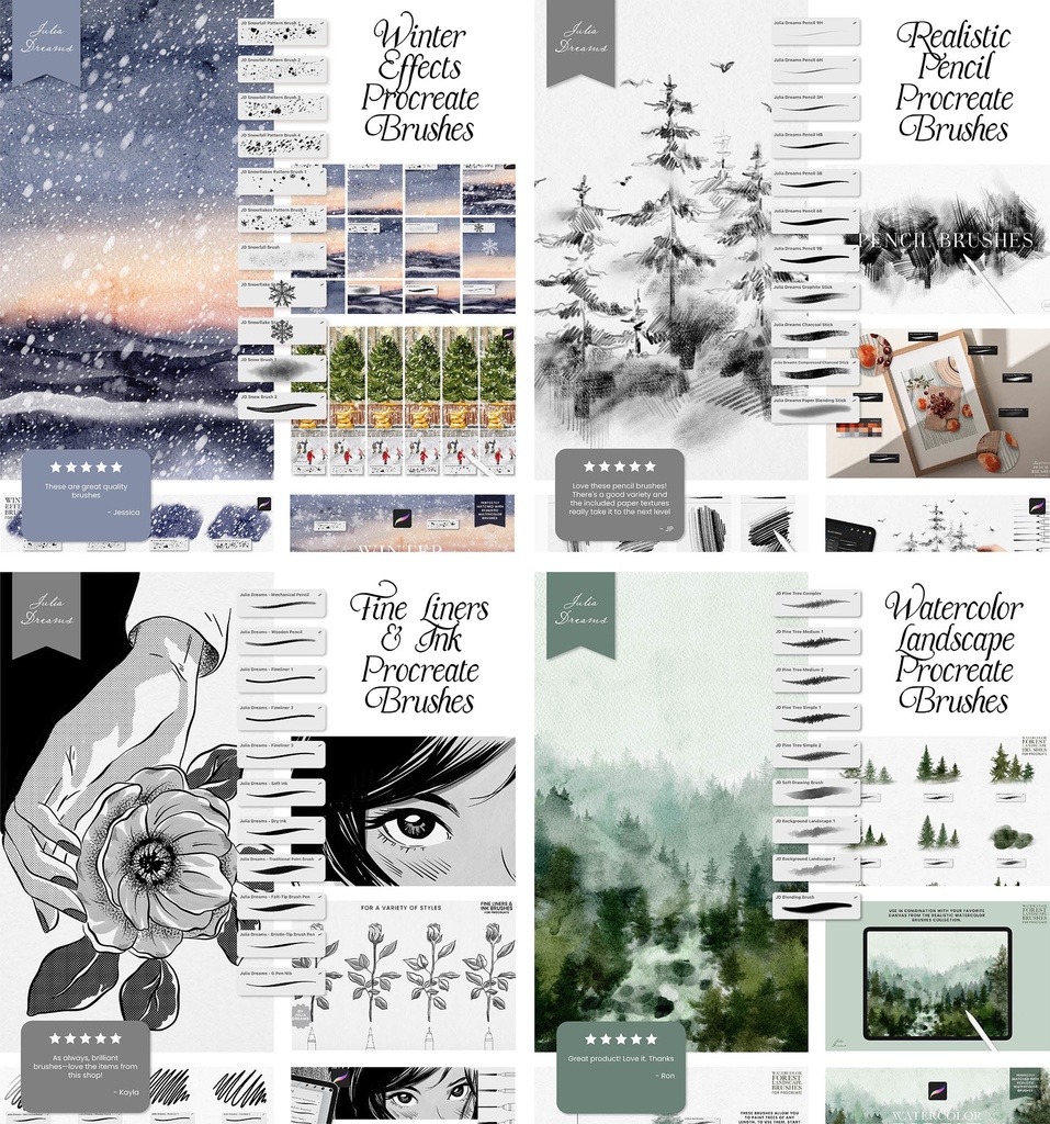 リアルなブラシ Procreate バンドル Realistic Brushes Procreate Bundle