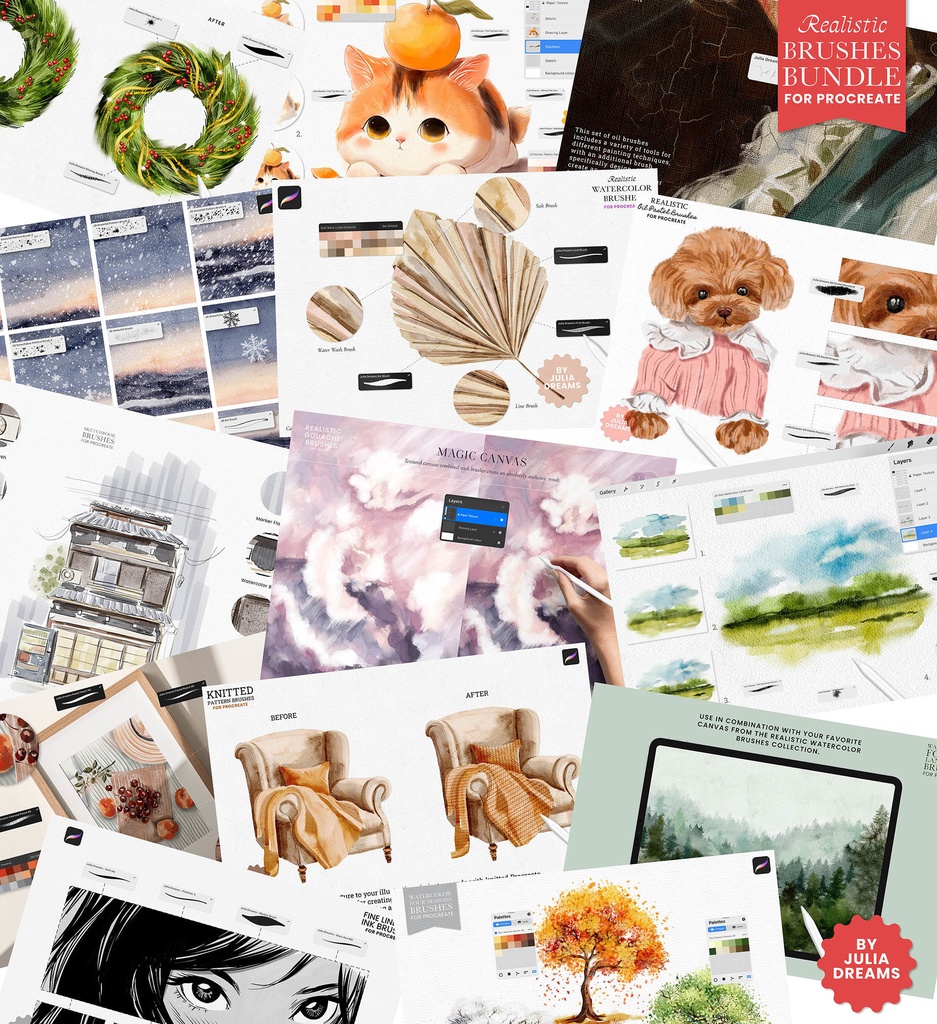 リアルなブラシ Procreate バンドル Realistic Brushes Procreate Bundle