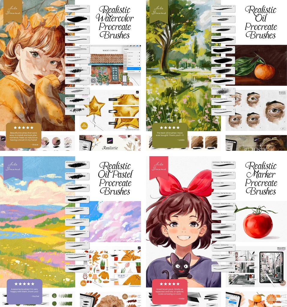 リアルなブラシ Procreate バンドル Realistic Brushes Procreate Bundle