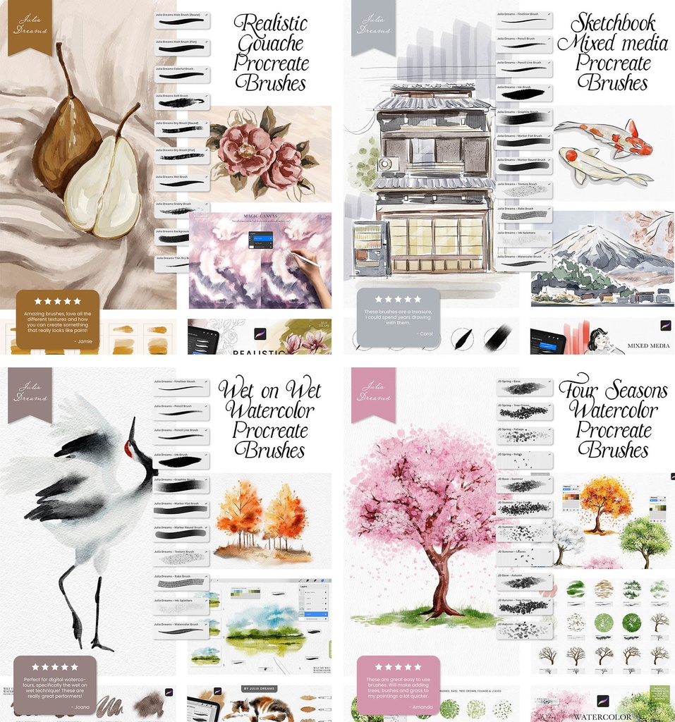 リアルなブラシ Procreate バンドル Realistic Brushes Procreate Bundle