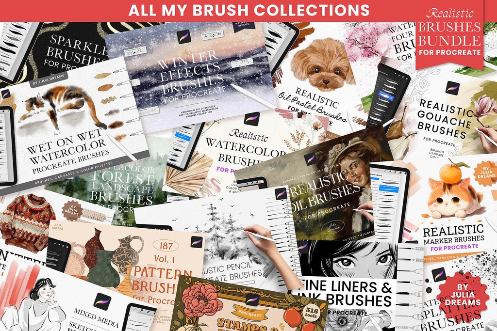 リアルなブラシ Procreate バンドル Realistic Brushes Procreate Bundle