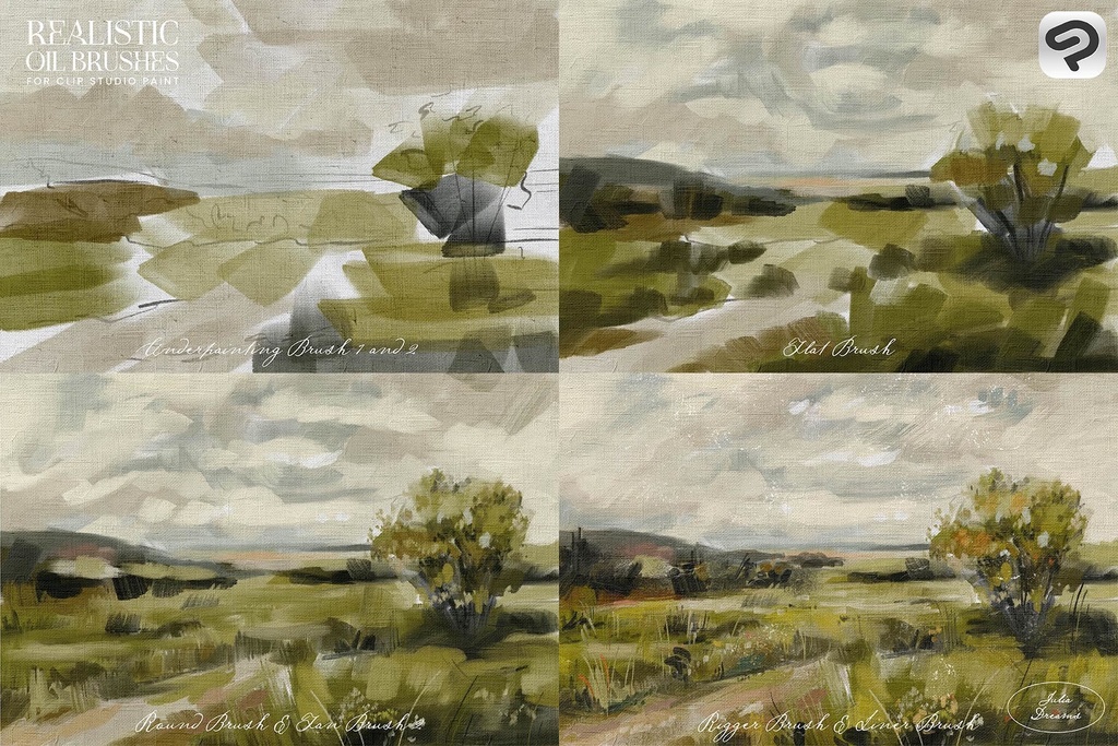 リアルな油彩ブラシ Clip Studio Paint / Realistic Oil Brushes for Clip Studio Paint