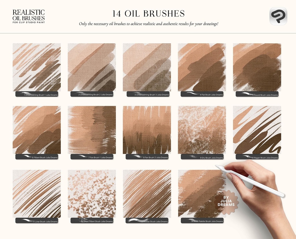 リアルな油彩ブラシ Clip Studio Paint / Realistic Oil Brushes for Clip Studio Paint