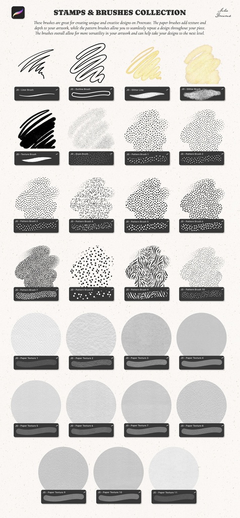 Procreateスタンプ&ブラシ:ボタニカル・フローラル・フラワーブラシ&スタンプ Procreate Stamps and Brushes