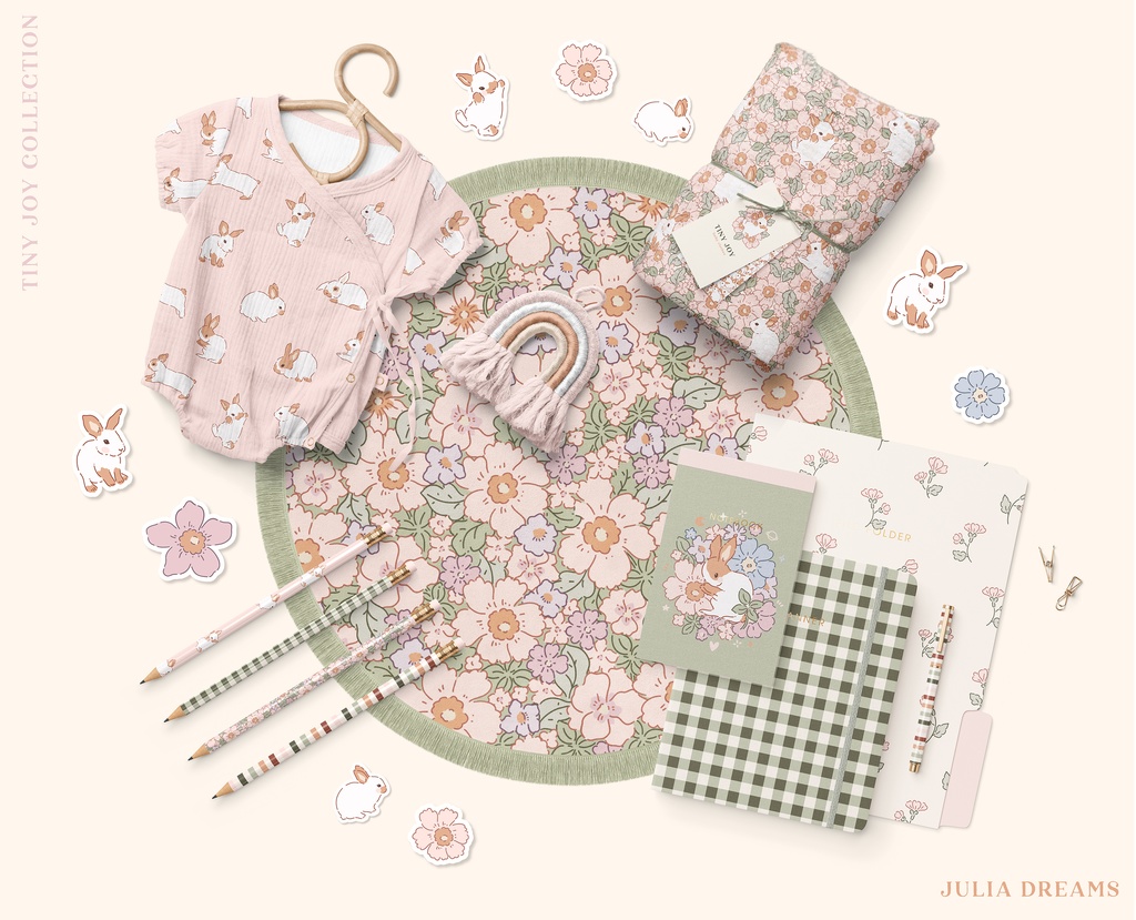 かわいいウサギのシームレスなパターン Cute Bunnies Digital Papers Seamless Pattern