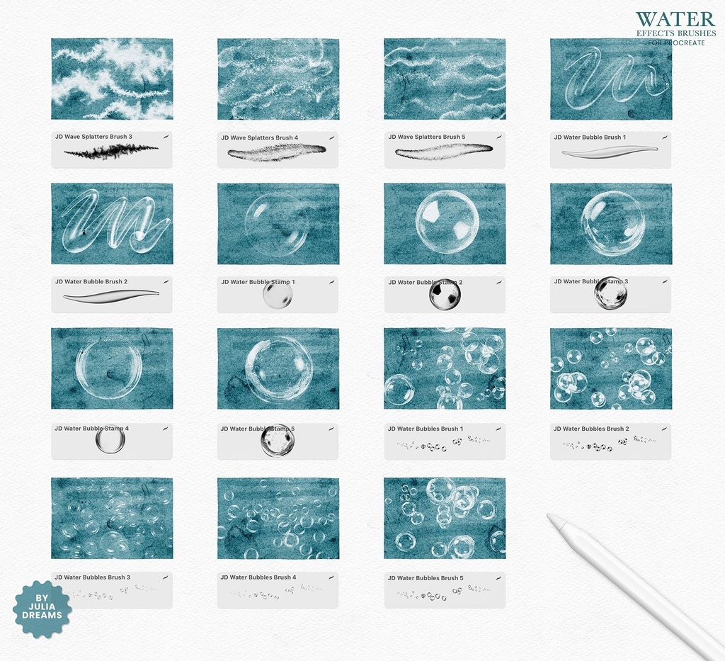 Procreate用 水のエフェクトブラシセット