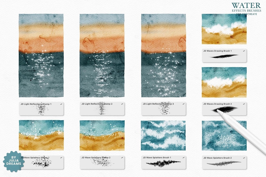 Procreate用 水のエフェクトブラシセット